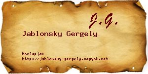 Jablonsky Gergely névjegykártya